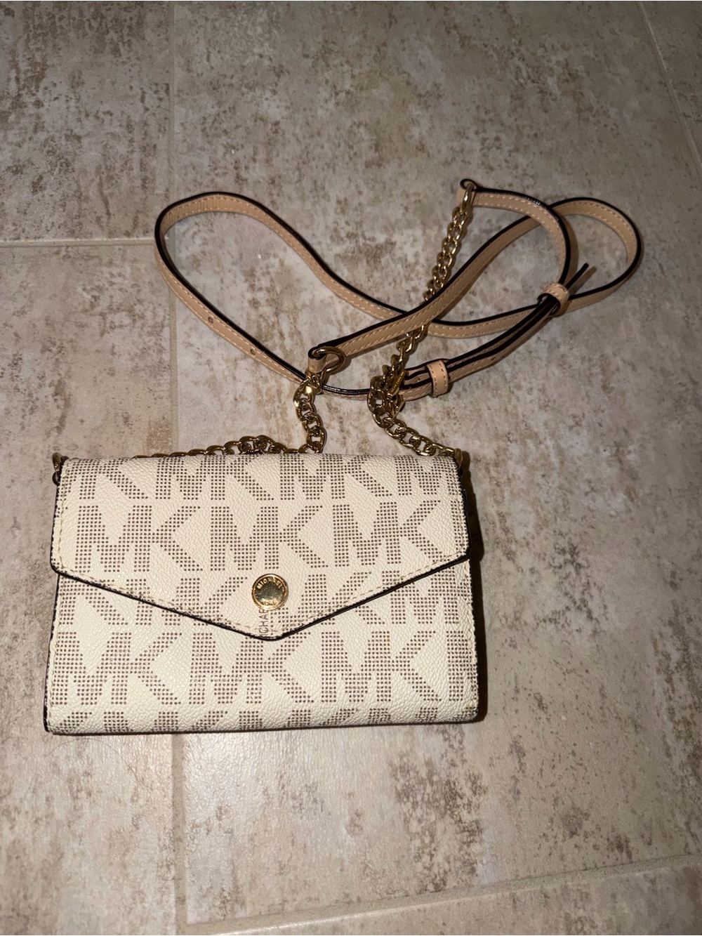 Michael Kors Cream MK Monogram Crossbody Wallet